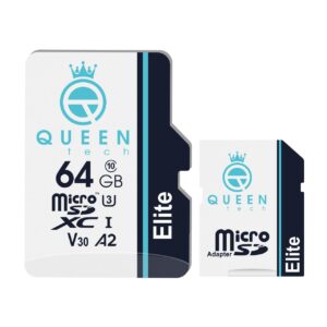 کارت حافظه Micro SD XC کوئین تک مدل A2-V30-433X کلاس 10 استاندارد UHS-l U3 سرعت 65MBps ظرفیت 64 گیگابایت به همراه آداپتور SD